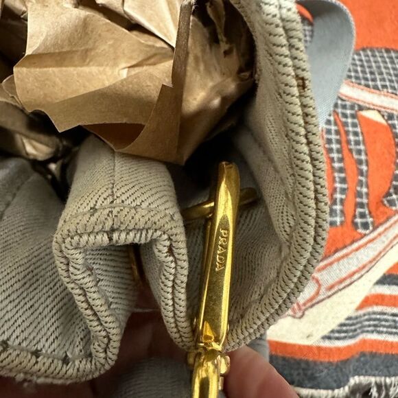 PRADA ❤️🌟WHITE DENIM CANAPA BAG WITH LONG STRAP⭐️ - Picture 4 of 15